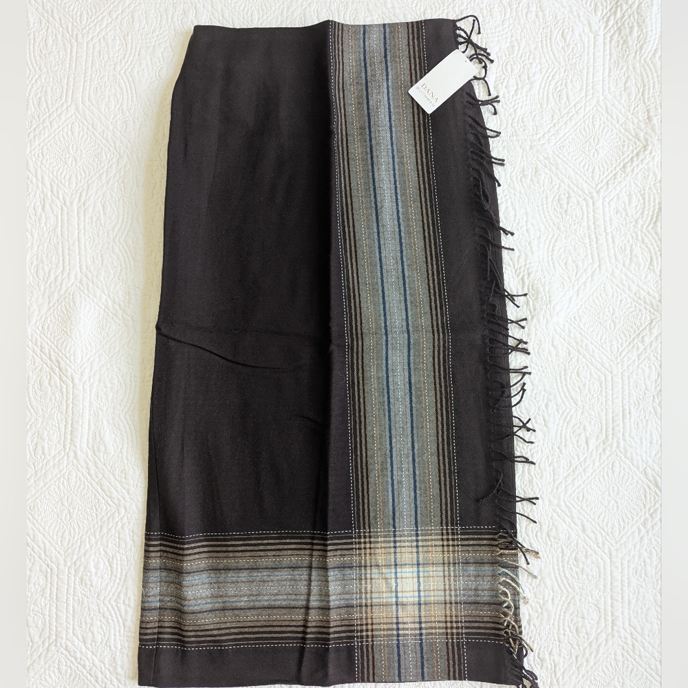 Dana Buchman Black Maxi Skirt with Blue and Cream Accents